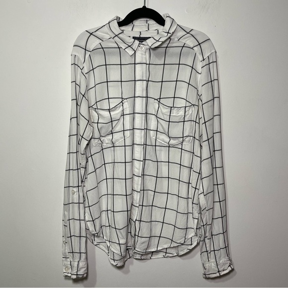 Abercombie & Fitch women's White and Black Checkered flannel Shirt in size XS - Picture 1 of 7